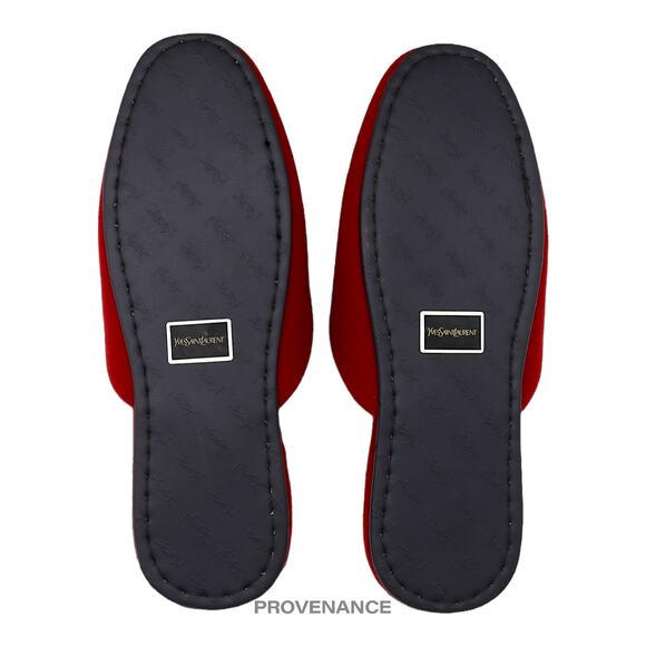 🔴 Yves Saint Laurent YSL Logo Slipper - Red Velour - Picture 6 of 6